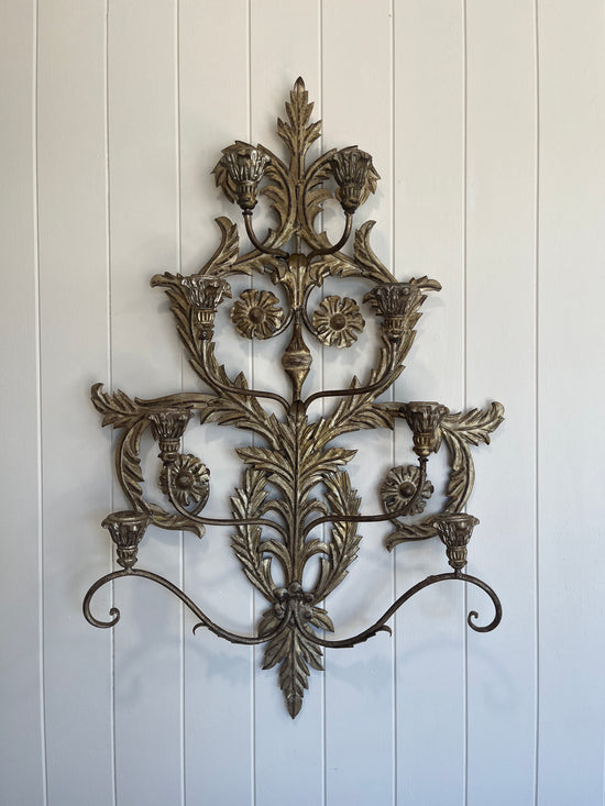 Large Gilt Decorative Owl 8 Candle Wall Sconce