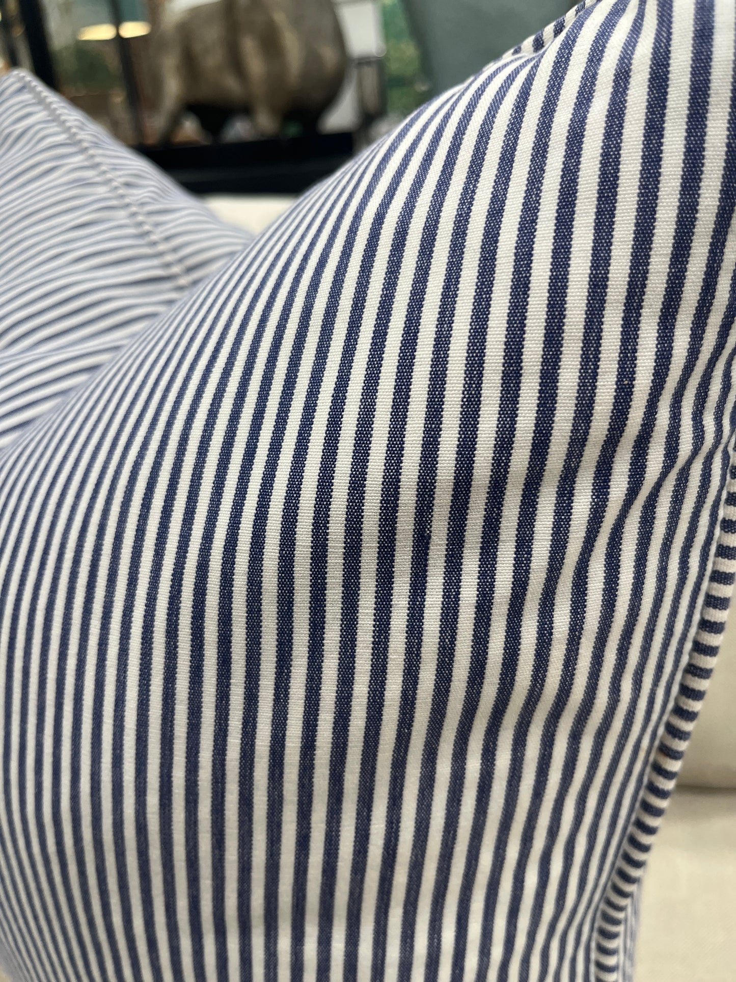 Blue & White PinStripe Indian Cotton Cushion