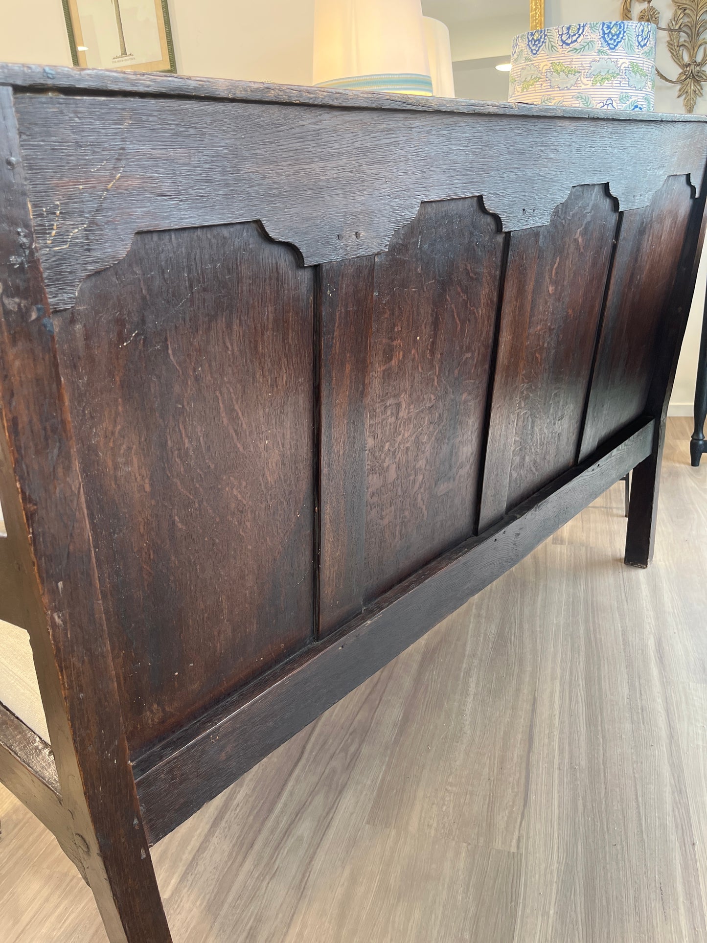 Jacobean 4 Panel Oak Settle