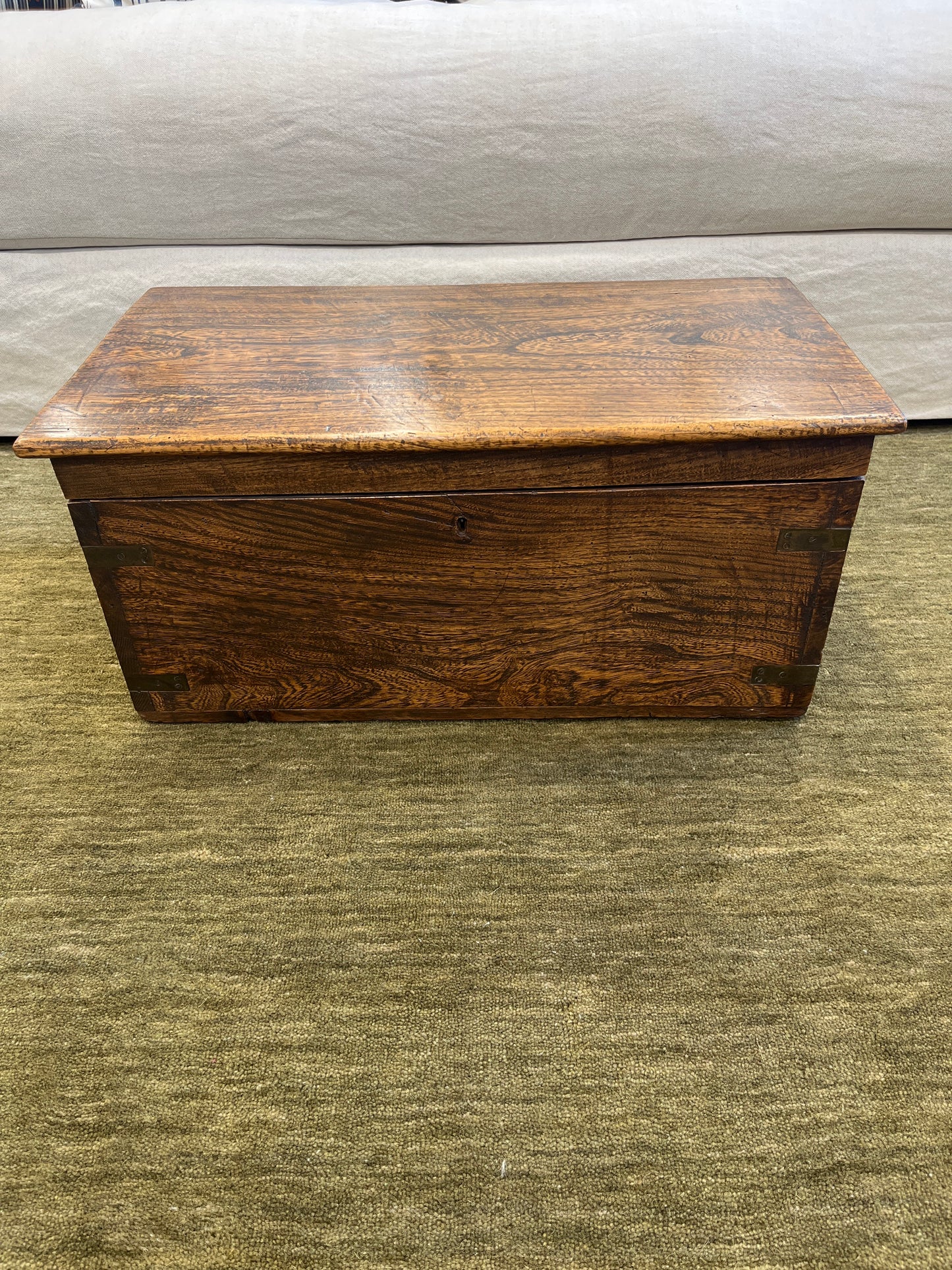 Elm box with brass banding 7 handles