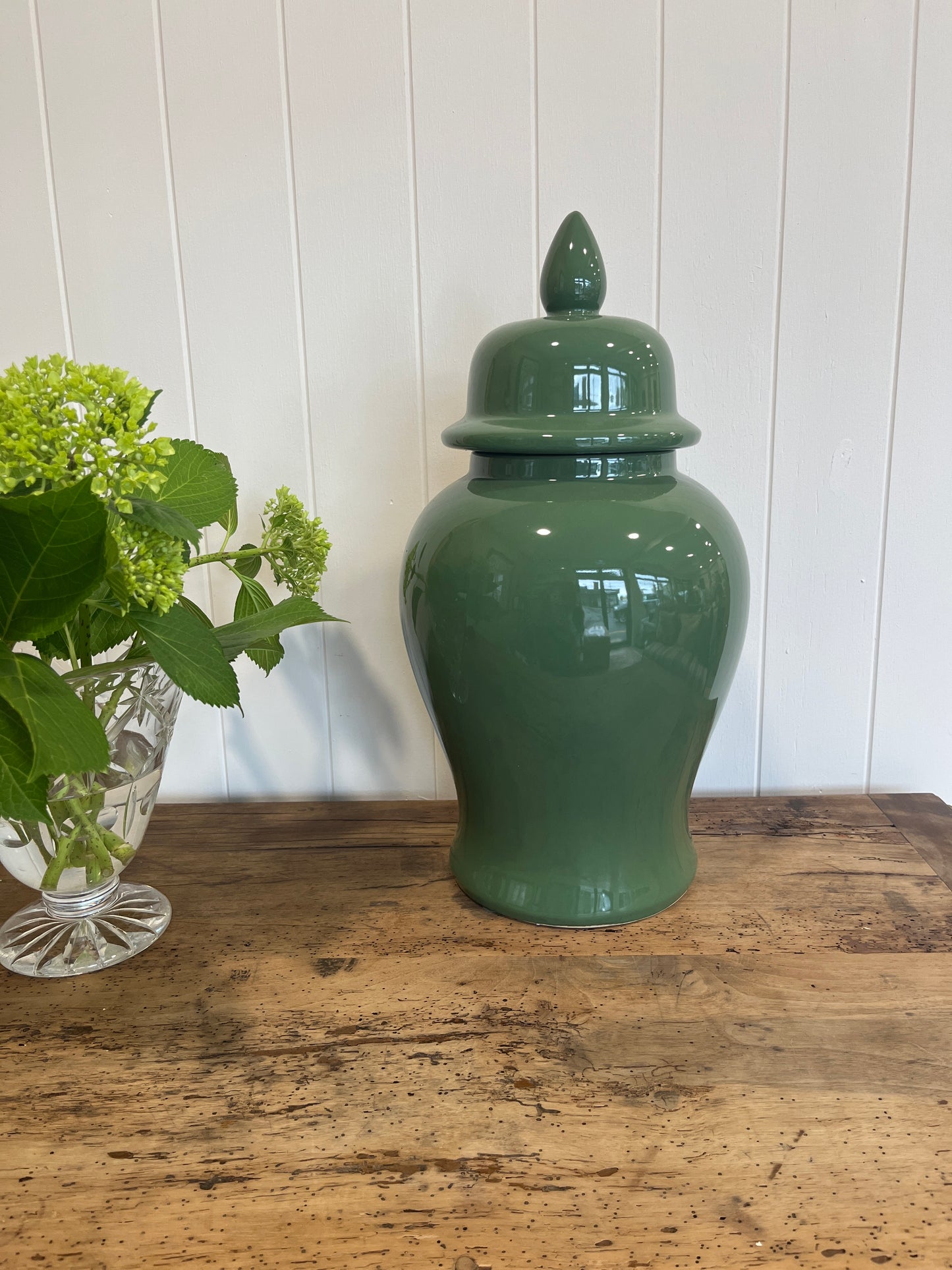 Large Green Ginger Jar