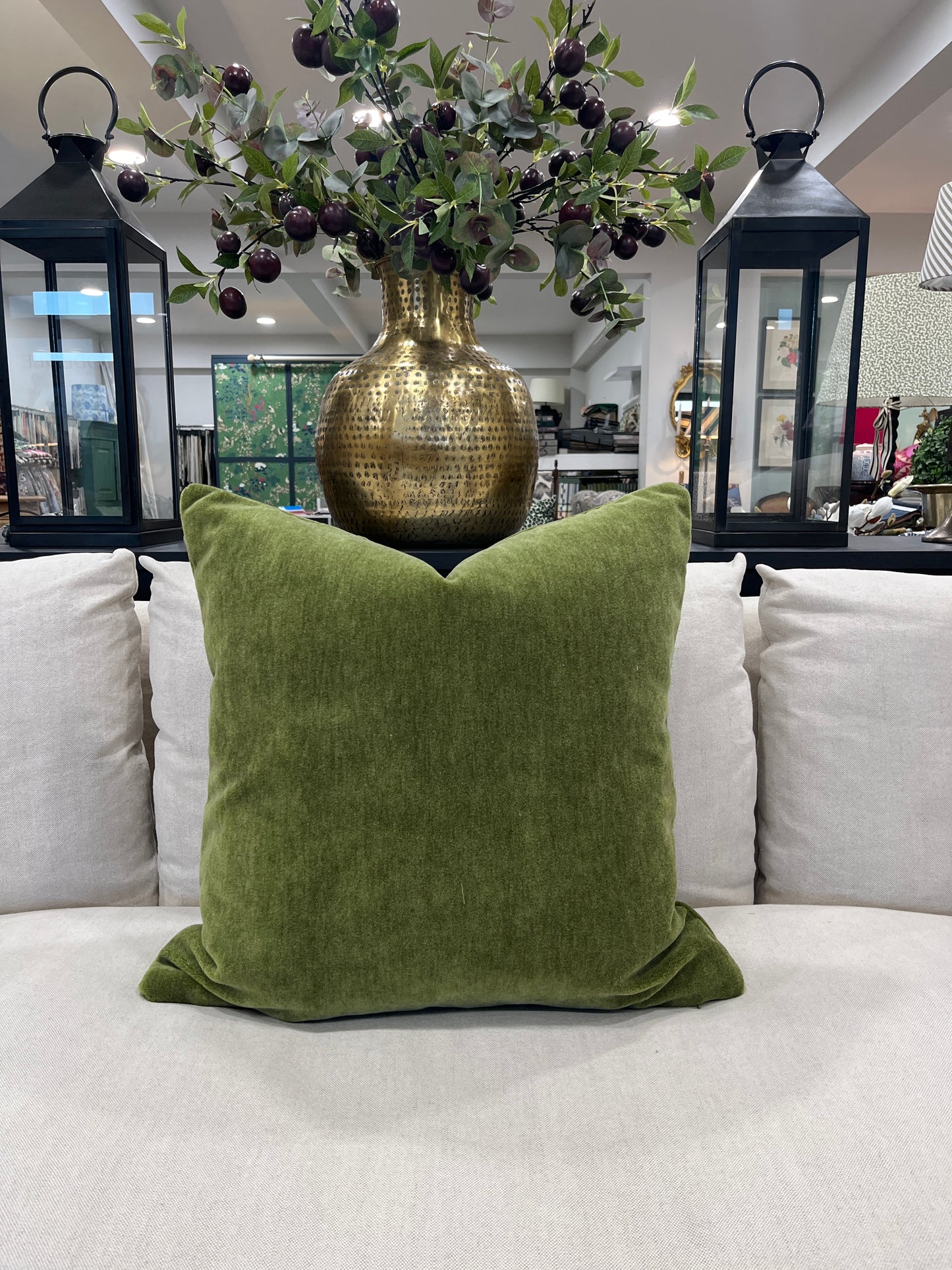 Plush Green Velvet Cushion