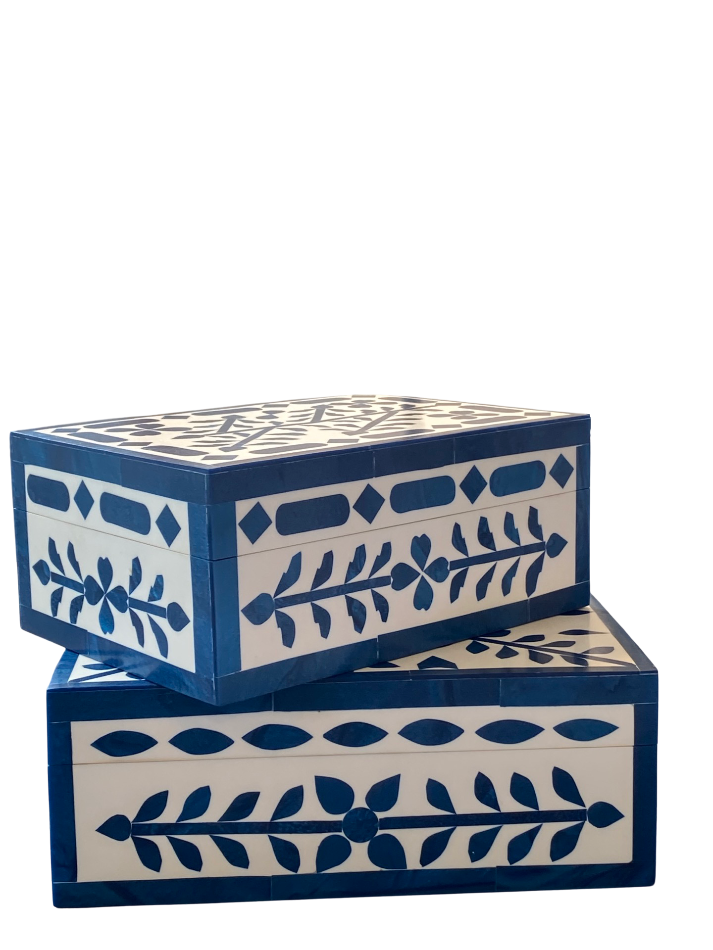 Set of Oriental Blue Bone Inlay Boxes