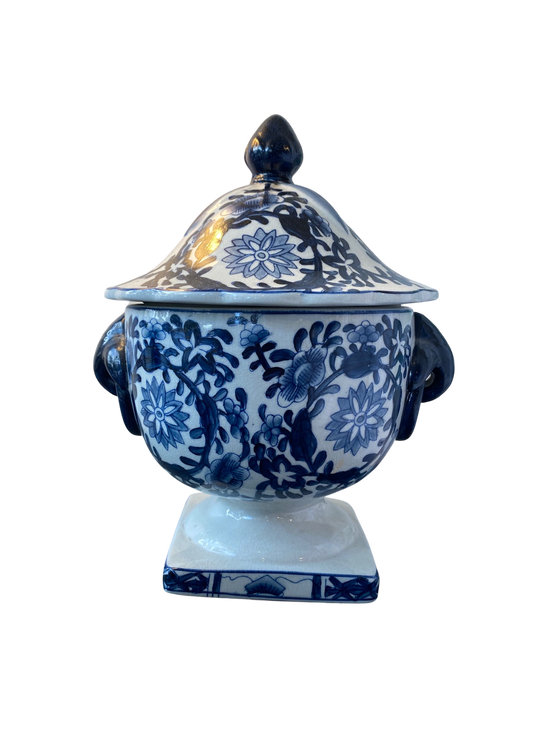 Oriental Blue and White Lidded Urn