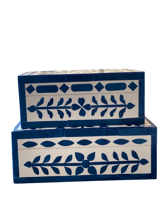 Set of Oriental Blue Bone Inlay Boxes