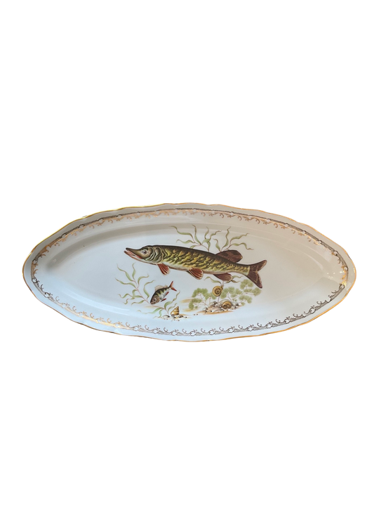 Mid 20th century French Fish Repas Plates and serving plater