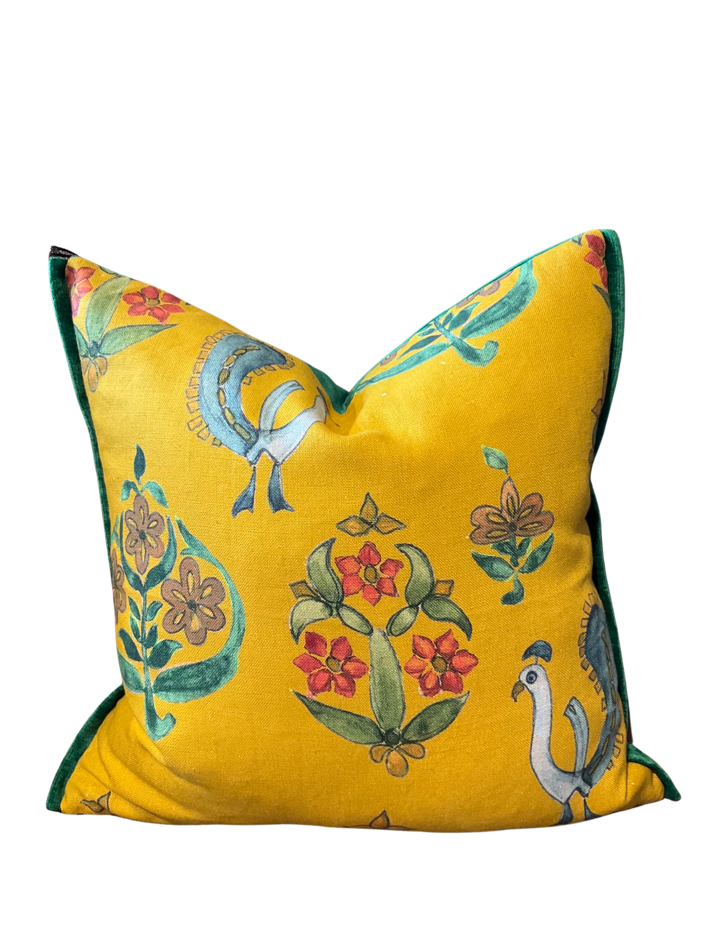 Yellow online bird cushion