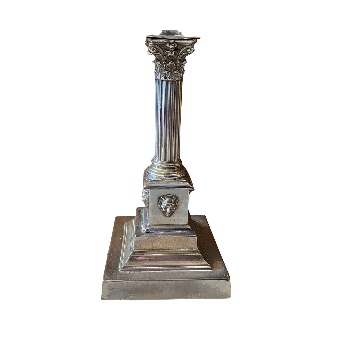 Antique Silver Column Lamp Base